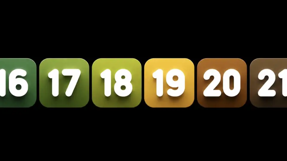 Numbered calendar tiles on a black background